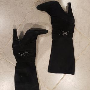 Antonio Melani knee high suede black heel boots